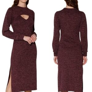 *NWT* Walter Baker 'Fontine' Sparkle Long Sleeve Midi Dress Plum Heather Sz XL